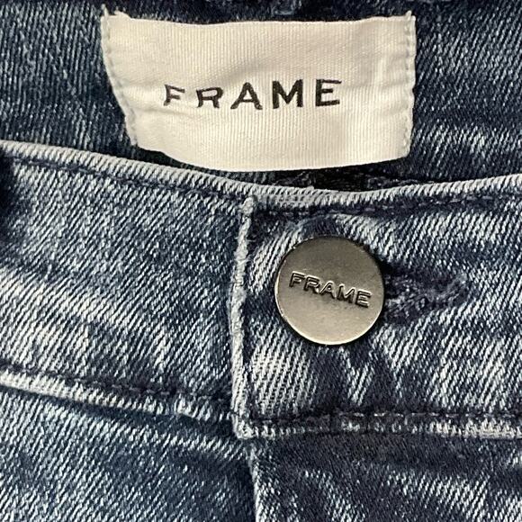 FRAME Le High Skinny Raw Edge Beat Wash Indigo High Waist Slim Blue Jeans sz 25 - Picture 7 of 15